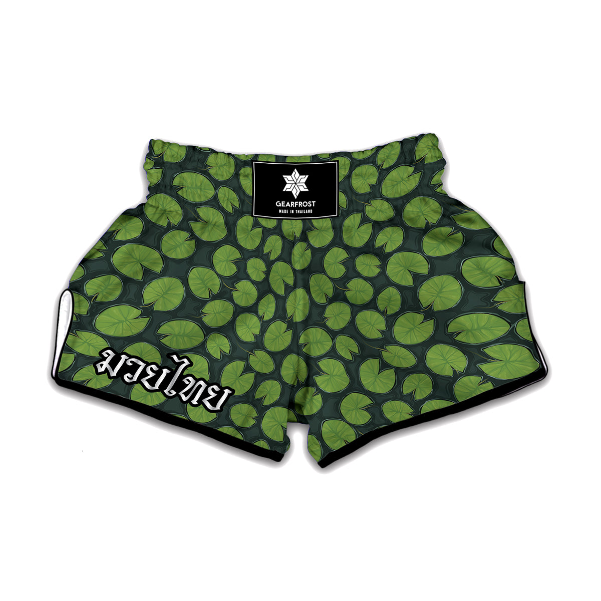 Water Lily Pads Pattern Print Muay Thai Boxing Shorts