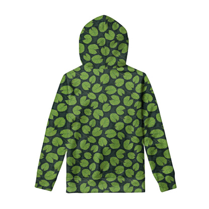 Water Lily Pads Pattern Print Pullover Hoodie