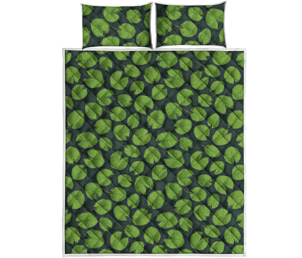 Water Lily Pads Pattern Print Quilt Bed Set