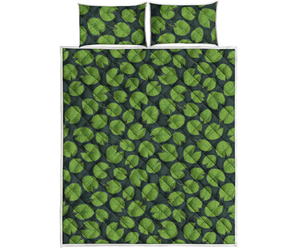 Water Lily Pads Pattern Print Quilt Bed Set