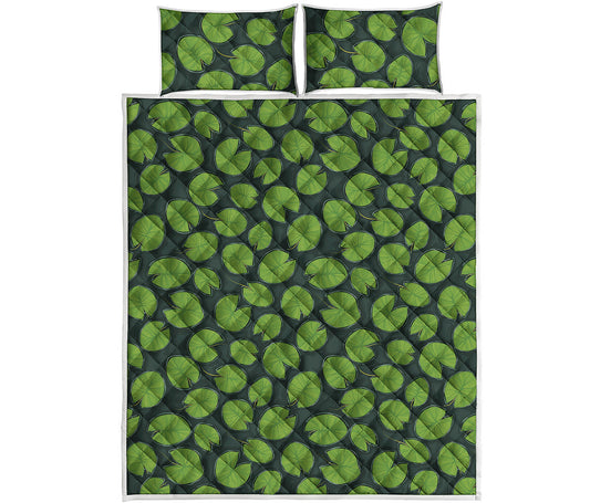 Water Lily Pads Pattern Print Quilt Bed Set