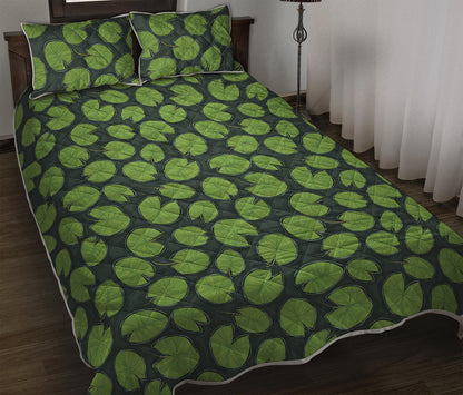 Water Lily Pads Pattern Print Quilt Bed Set