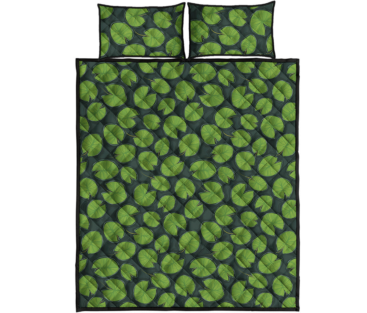 Water Lily Pads Pattern Print Quilt Bed Set