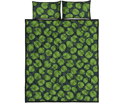 Water Lily Pads Pattern Print Quilt Bed Set