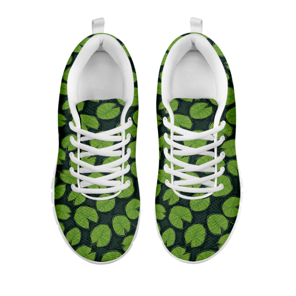 Water Lily Pads Pattern Print White Sneakers