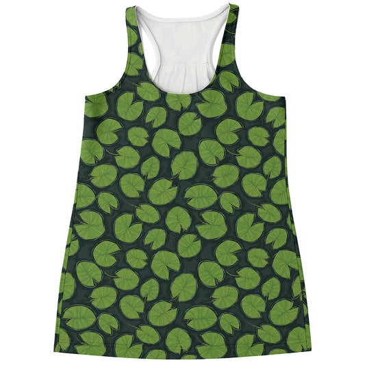 Water Lily Pads Pattern Print Women's Racerback Tank Top