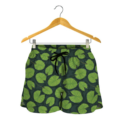 Water Lily Pads Pattern Print Women's Shorts
