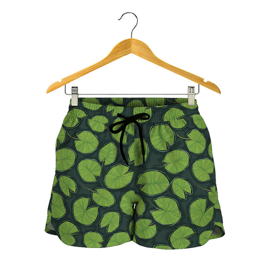 Water Lily Pads Pattern Print Women's Shorts
