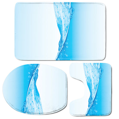 Water Wave Print 3 Piece Bath Mat Set