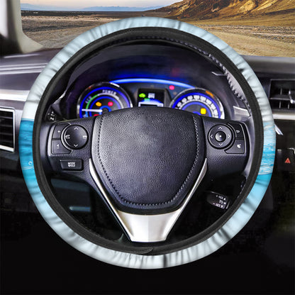 Water Wave Print Car Steering Wheel Cover