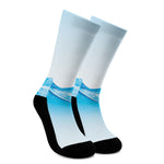 Water Wave Print Crew Socks