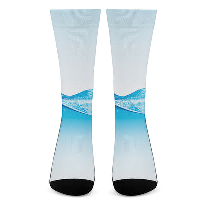 Water Wave Print Crew Socks