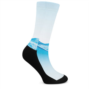 Water Wave Print Crew Socks