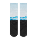 Water Wave Print Crew Socks