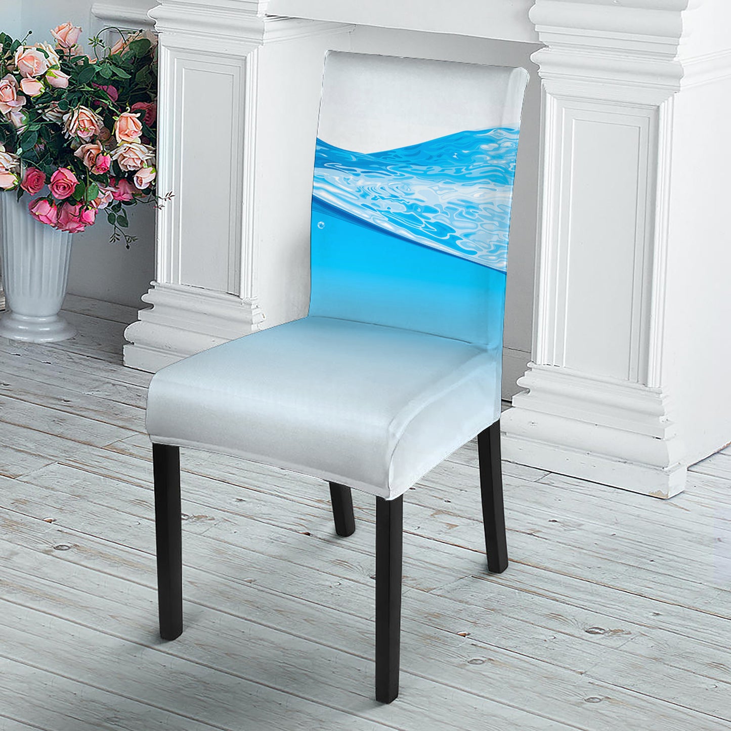 Water Wave Print Dining Chair Slipcover