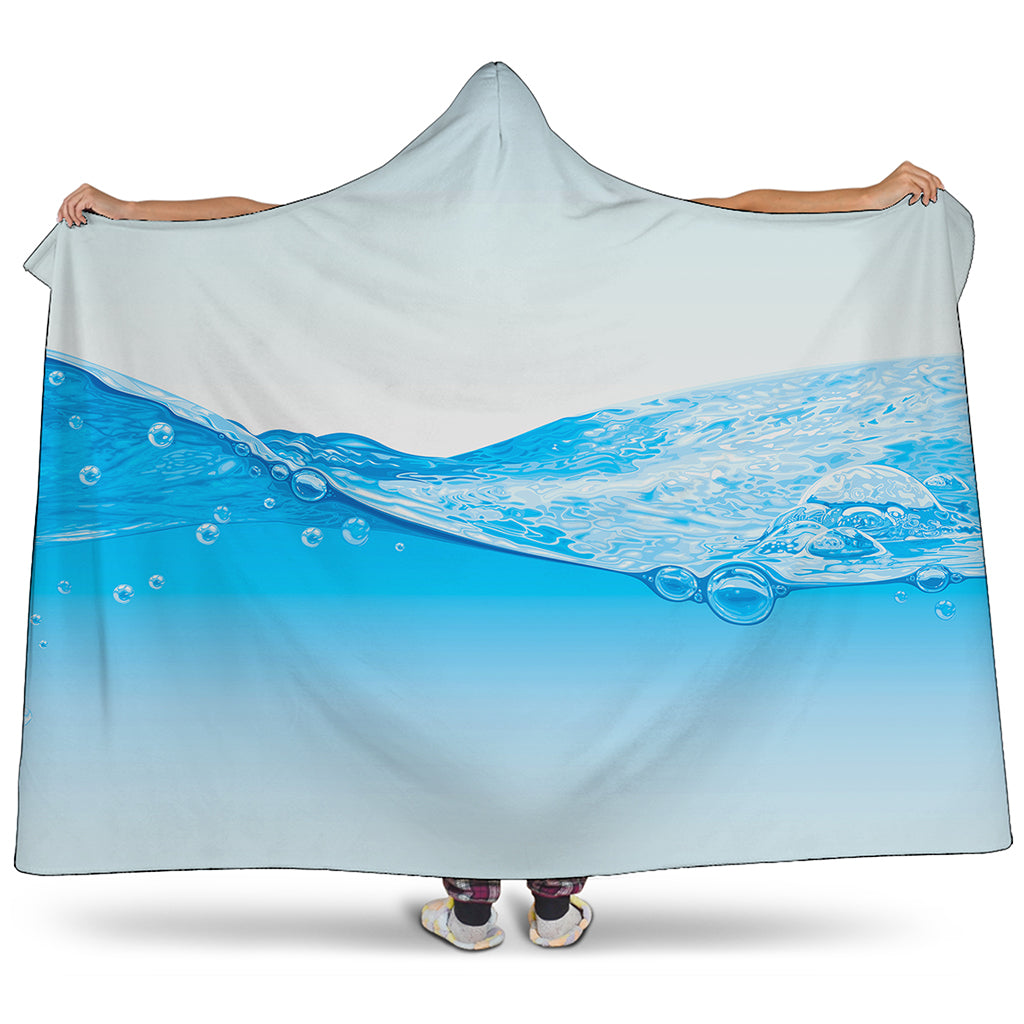 Water Wave Print Hooded Blanket