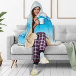 Water Wave Print Hooded Blanket