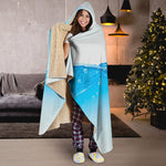 Water Wave Print Hooded Blanket