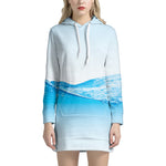 Water Wave Print Hoodie Dress