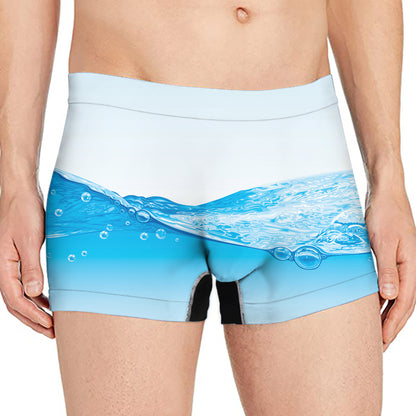 Water Wave Print Men's Boxer Briefs