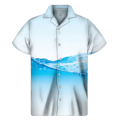 Water Wave Print Men's Short Sleeve Shirt