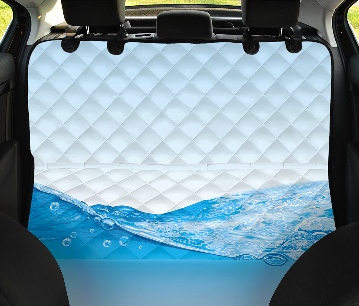 Water Wave Print Pet Car Back Seat Cover
