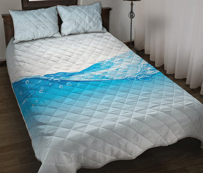 Water Wave Print Quilt Bed Set