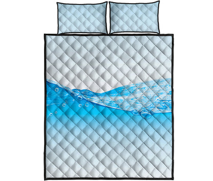 Water Wave Print Quilt Bed Set