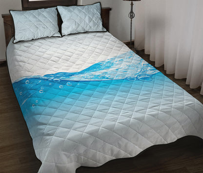 Water Wave Print Quilt Bed Set