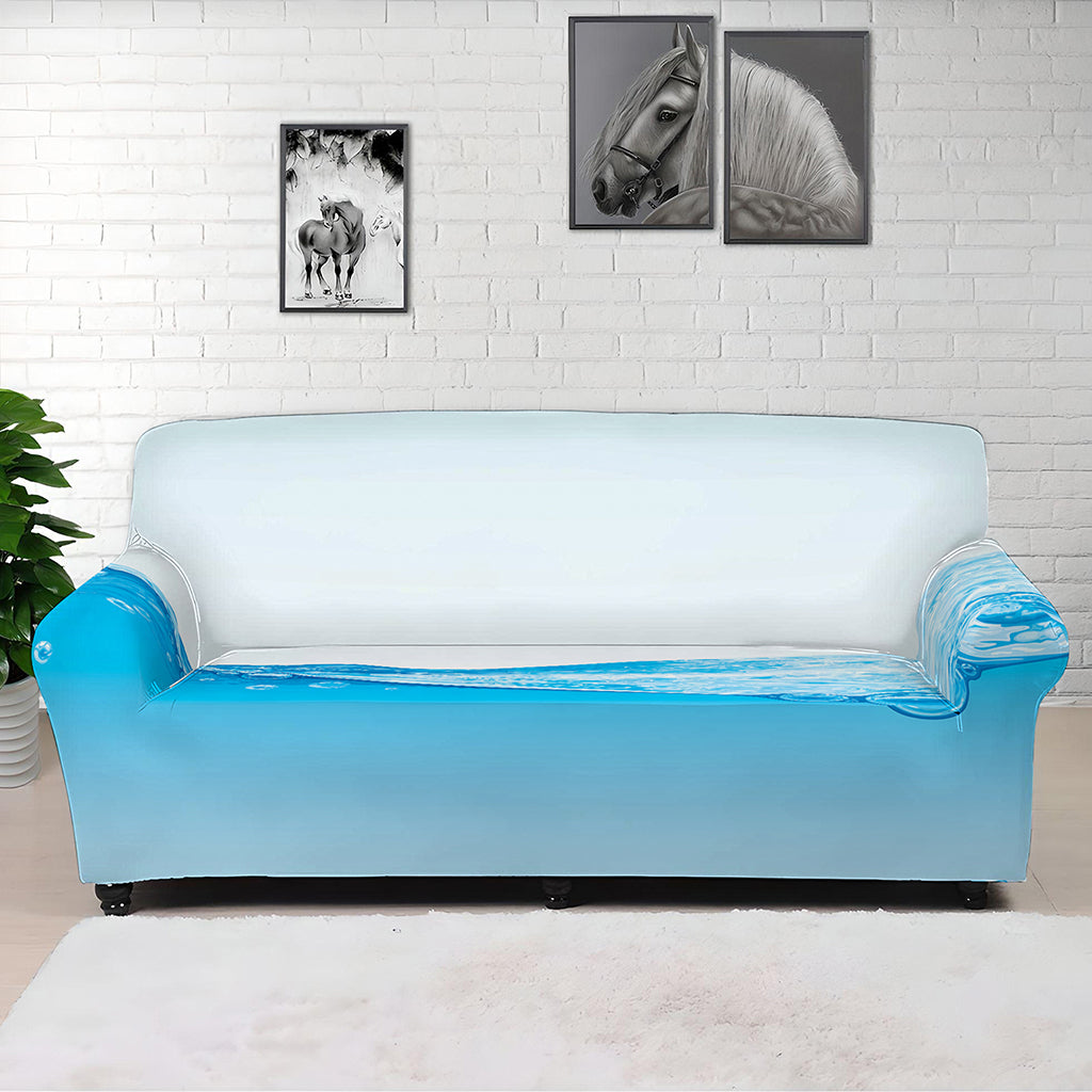 Water Wave Print Sofa Cover