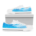 Water Wave Print White Low Top Sneakers