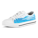 Water Wave Print White Low Top Shoes