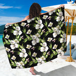 Watercolor Alstroemeria Pattern Print Beach Sarong Wrap