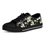 Watercolor Alstroemeria Pattern Print Black Low Top Shoes
