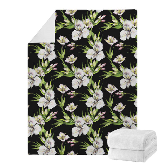 Watercolor Alstroemeria Pattern Print Blanket