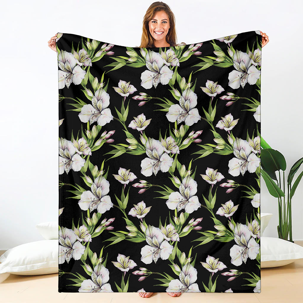Watercolor Alstroemeria Pattern Print Blanket