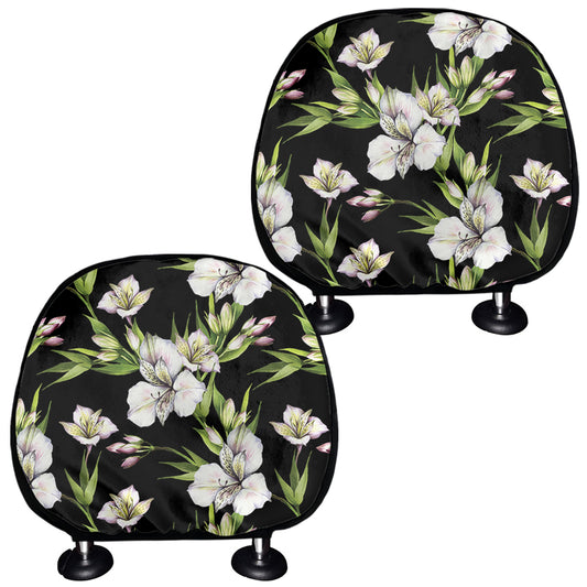 Watercolor Alstroemeria Pattern Print Car Headrest Covers