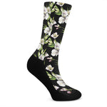 Watercolor Alstroemeria Pattern Print Crew Socks