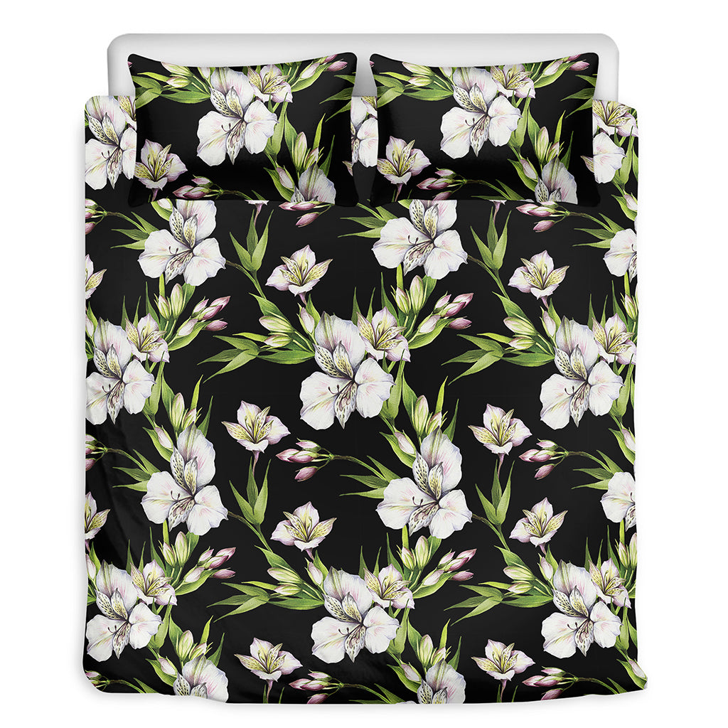 Watercolor Alstroemeria Pattern Print Duvet Cover Bedding Set