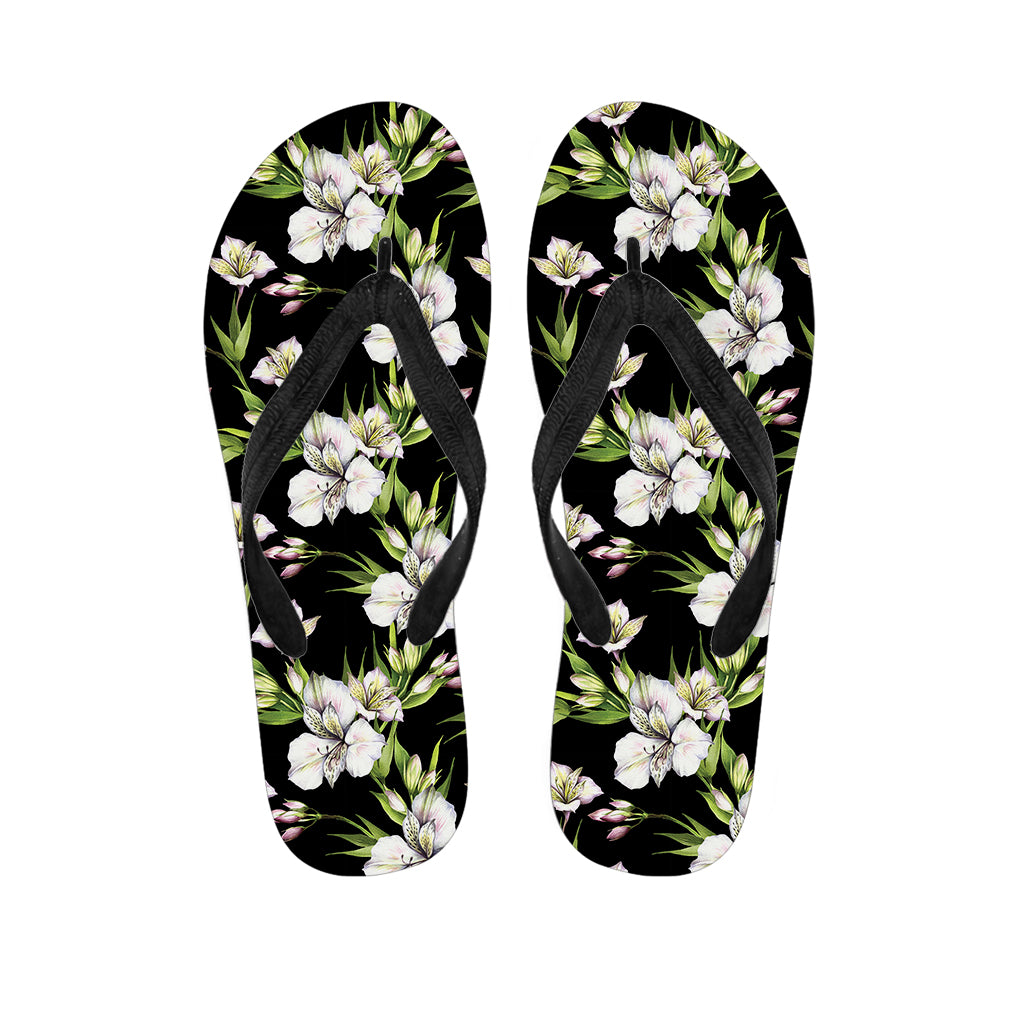Watercolor Alstroemeria Pattern Print Flip Flops
