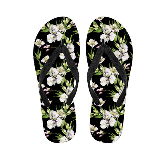 Watercolor Alstroemeria Pattern Print Flip Flops