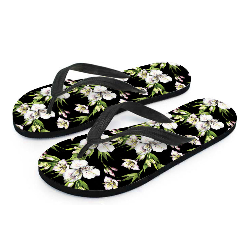 Watercolor Alstroemeria Pattern Print Flip Flops