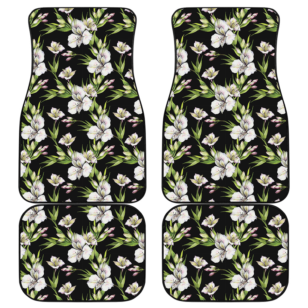 Watercolor Alstroemeria Pattern Print Front and Back Car Floor Mats