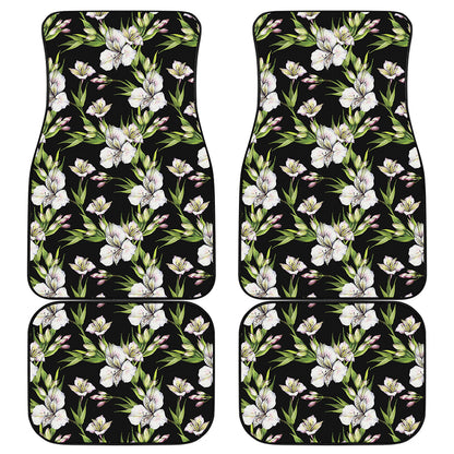 Watercolor Alstroemeria Pattern Print Front and Back Car Floor Mats