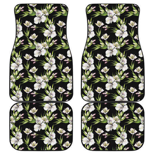 Watercolor Alstroemeria Pattern Print Front and Back Car Floor Mats