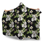 Watercolor Alstroemeria Pattern Print Hooded Blanket