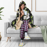 Watercolor Alstroemeria Pattern Print Hooded Blanket