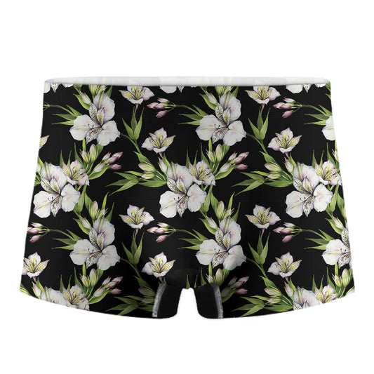 Watercolor Alstroemeria Pattern Print Men's Boxer Briefs
