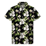 Watercolor Alstroemeria Pattern Print Men's Short Sleeve Shirt