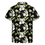 Watercolor Alstroemeria Pattern Print Men's Short Sleeve Shirt